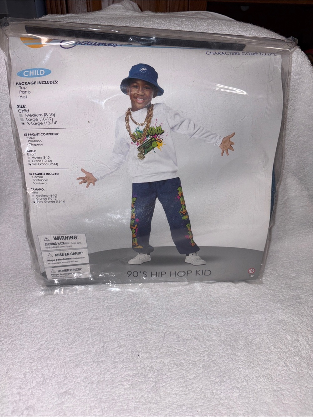 California Costumes 90's Hip Hop Kid Costume - White, Navy, Multicolor xl 12/14